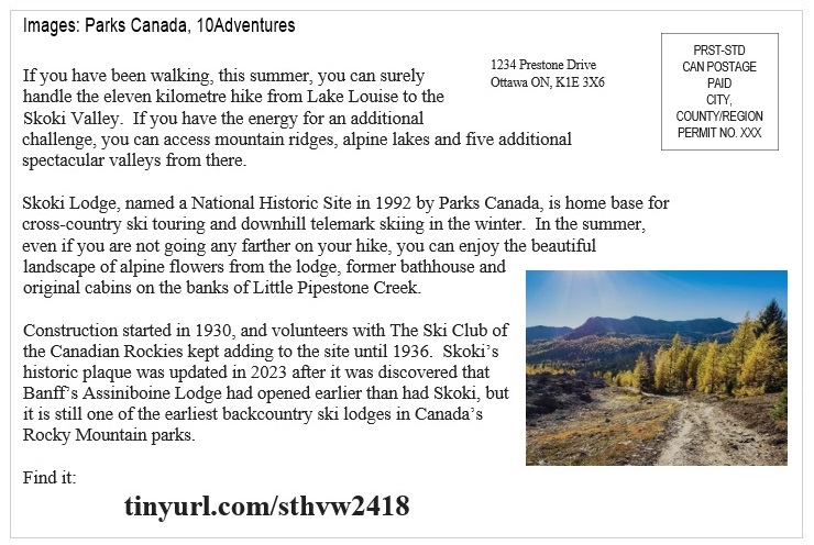 St Helen's Virtual Walk Across Canada - Canada - Skoki Ski Lodge National Historic Site