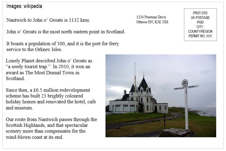 St Helen's Mystic Britain 2023 Postcard 1132 km John o' Groats